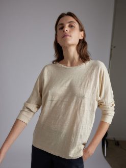 Rue Blanche T-Shirts | T-Shirt 3/4 Lino 24E Ficelle