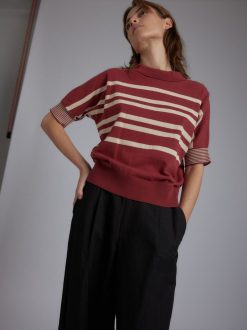 Rue Blanche Tricots | Htc Bi Stripe Top 24P Carmin