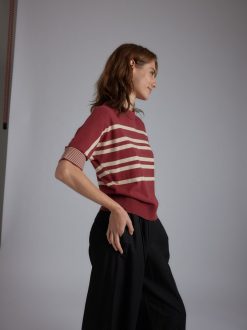 Rue Blanche Tricots | Htc Bi Stripe Top 24P Carmin