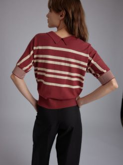 Rue Blanche Tricots | Htc Bi Stripe Top 24P Carmin