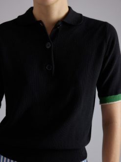 Rue Blanche Tricots | Abeilles Polo 24P Noir