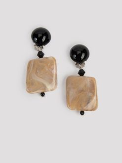Rue Blanche Bijoux | Boucles D'Oreilles Clip Carrees Beige-Angela Caputi